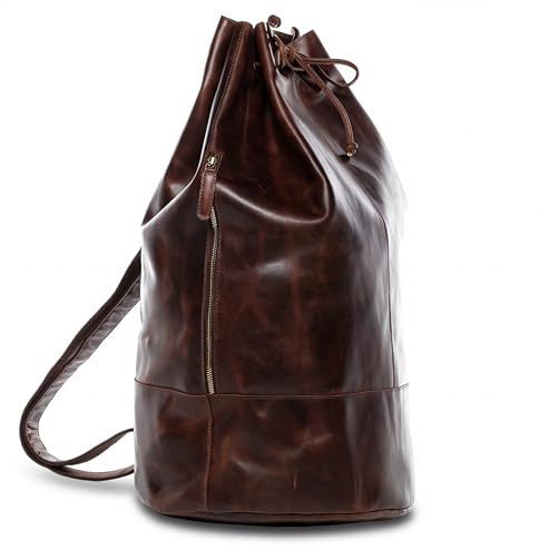 SID & VAIN großer Seesack echt Leder - XL Matchsack Heathrow - Rucksack Reisetasche mit Schultergurt - lässige Sporttasche Herren und Damen braun handgefertigt