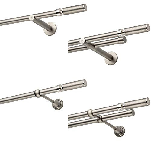 Gardinenstange 160 cm 2-läufig Vorgangstange Wandmontage Antik Stahl 19mm Valdo