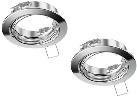 ledscom.de 2x Deckeneinbaurahmen FERE, rund, schwenkbar, chrom glänzend