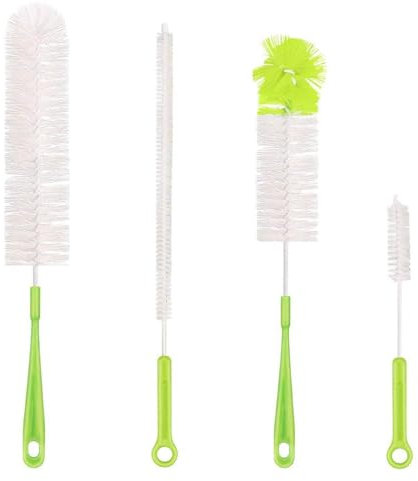 Qisan 4Pcs Juego de Cepillos de Limpieza de Botellas Cepillos de Uso Múltiple Cepillos de Botellas de Agua Limpiadores de Botellas de Agua-Verde