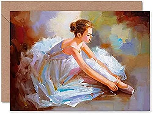 Fine Art Prints CLDT0129 Grußkarte mit Umschlag im Inneren, Motiv: Ballett-Tanzschuhe, Premiumqualität, grau|braun, 12,5 x 17,5 cm