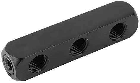 Bloque Múltiple de Manguera de Aire de Rosca BSPP de 1/4 Pulgada, Divisor de Bloque de Múltiple en Línea de Manguera Neumática de Acero Inoxidable de 3 Vías / 4 Vías(3 Vías)