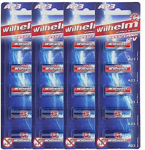 Wilhelm A23 Batterien 12V 55 mAh Alkaline (MN21, V23GA, 23A) – 30 Stück
