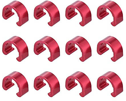 X AUTOHAUX Bike Brake Cable Clip C Style Clamp Alloy for Mountain Bike Road | for Mountain Bike Road Bicycle, Red, Aluminium, 12pcs