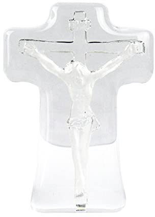 Tubayia Klar Kristall Jesus Kreuz Statue Religion Christentum Handwerk Ornamente für Zuhause Hochzeiten Kirche