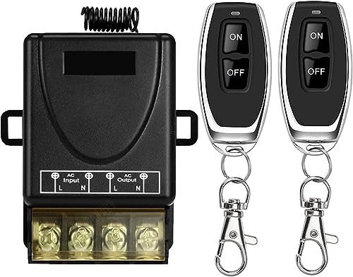 QIACHIP Funk Fernbedienung Schalter AC 220V 230V 30A Relais Empfänger und 2 Sender Funksteuerung für Licht Wasserpumpe Haushaltsgeräte landwirtschaftliche Bewässerung und elektrische Geräte