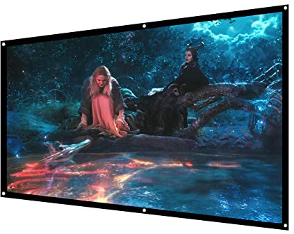 HOPFROG 84 Inch Portable Projector Screen, Washable & Anti-Crease Milk Silk Fabric, 16:9 4K HD Dual-Sided Foldable Movie Screen for Outdoor Camping & Home Theater, Easy Setup with Hooks, 160° View