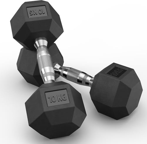 Atletica Hexagon Hantel Paare ∣ Hexagon Kurzhanteln ∣ PVC Bezug ∣ Schutzummantelung ∣ Langlebig ∣ Geruchsarm ∣ Size 2x10kg