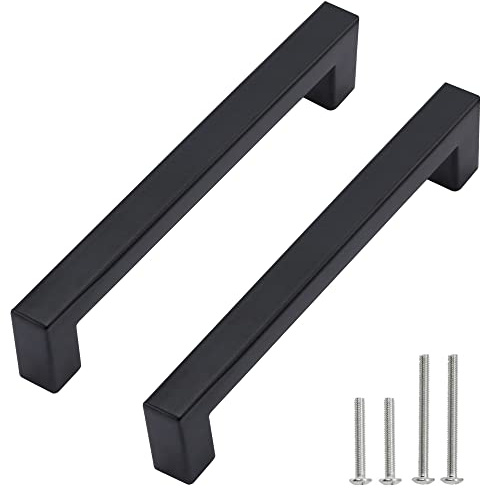 Redunest Skåphandtag i mattsvart, fyrkantiga lådhandtag i rostfritt stål, till köksdörr, skåp, lådbeslag, 20-pack, håldelning på 128 mm c/c