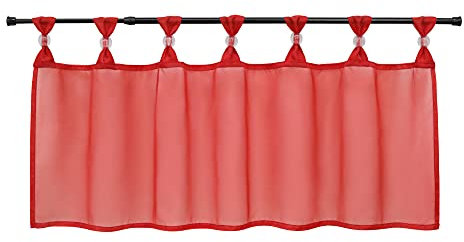 HeichkelL Scheibengardine mit Schlaufen Transparente Stores Gardine Küchengardinen Einfarbig Rot HxB 60x145 cm