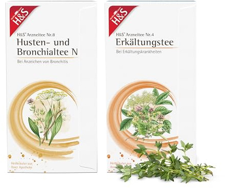H&S Hustentee N und H&S Erkältungstee: Tee-Bundle mit Fenchel, Thymian, Holunder- und Lindenblüten zur Unterstützung bei Erkältungen und Husten, 2 x 20 Beutel