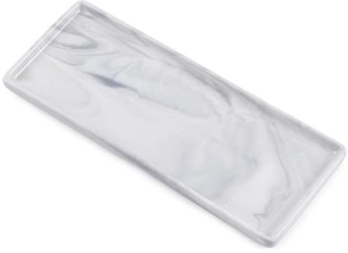 Bandejas de cerámica para cosméticos, joyas, adecuadas para organizar tocadores y baños, bandejas para artículos de tocador, etc (gris-grande)