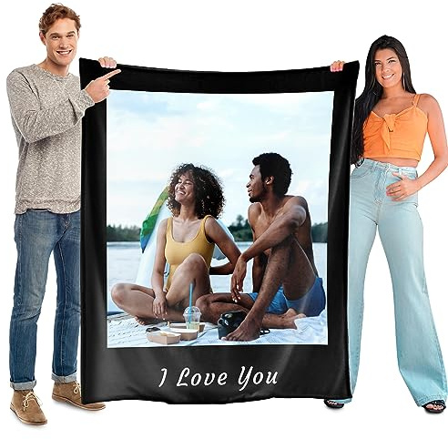 SearchI Personalisierte Decke Fotodecke mit Eigenem Foto und Text,Personalisierte Geburtstage Jubiläen Weihnachts Geschenk Für Vater, Mutter, Kinder, Hunde, Freunde Oder Liebhaber,152x203cm