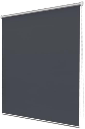 Verdunkelungsrollo Ohne Bohren 75 x 230 cm Sonnenschutz Blickdicht Seitenzugrollo Verdunkelungs-Rollo Höhe Stufenlos Verstellbar für Fenster und Tür, Dunkelgrau