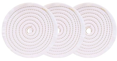 Lux Metal Kit Lucidatura 3 Disco in Cotone 150 mm Foro 12,7 mm Set Dischi Lucidare A Specchio Alluminio Acciaio Inox Metalli Ruota Lucidante Per Trapano Mola Ottone Rame Ferro Legno Marmo Plexiglass