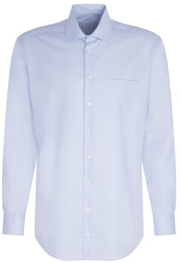 Seidensticker Camicia da Uomo Business – Comfort Fit – Non necessita di Stiratura – Colletto Kent – Manica Corta – 100% Cotone, Azzurro, 55