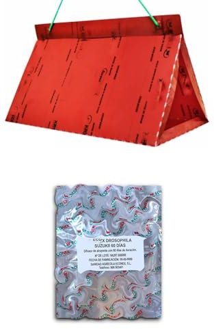 Bricoloco Trampa Adhesiva atrayente Moscas de la Fruta con difusor de feromonas alimenticio para el Control de la Drosophila suzukii (1)