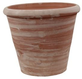 Hirsch Terracotta Vaso Caspo 40 cm Galestro Liscio D-Aussen 40 cm D-Innen 36 cm Höhe 33 cm Stellfläche 26 cm Form Rund Blumentopf Kräutertopf