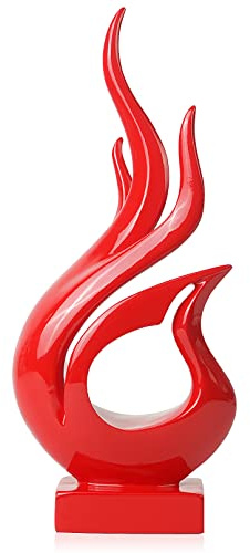 Aoneky Skulptur Flamme, Moderne Abstrakte Art Statue, Skulptur Deko für Wohnzimmer, Esstisch, Schrank, Bücherregal, Schlafzimmer Figuren, Harz, Rot