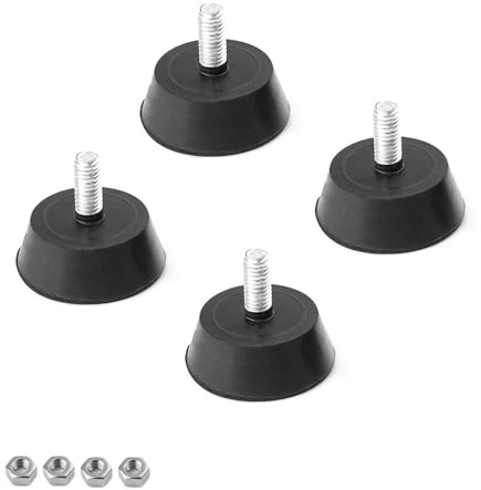 0XBIT 4 Stück Stellfüße M6, Verstellbare Möbelfüße M6, Gummipuffer M6 mit 32 mm Durchmesser, Hohe Stabilität, für Schränke, Tische, Stühle, Sofas, Vitrinen