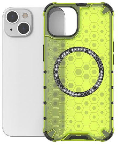 HUUMAGIC Luxury anti fading mesh magnetic phone case suitable for iphone 11 12 13 14 15 Pro max,ellow,For iPhone 11 Pro