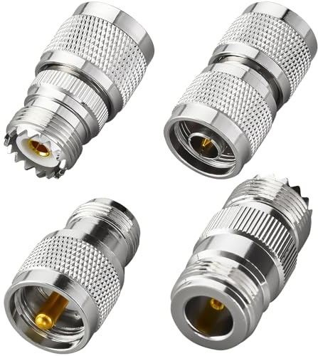 ACONRFTOL 4 Pezzi di connettori coassiali RF N a UHF Adattatore Kit N Maschio/Femmina a UHF maschio PL-259 SO-239 Adattatore antenna per SWR, CCTV, applicazioni a microonde