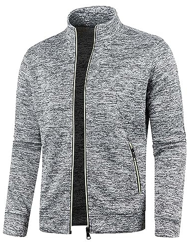 UHouse Sweatjacke Herren ohne Kapuze Freizeit Jacke Oversize Übergangsjacke Sport Jacken Leichte Dünne Sportjacke Outdoor Trainingsjacke Herbst Bomberjacke Bequeme Herbstjacke Softshelljacke M-5XL