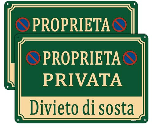 2pz Cartelli di proprietà privata sicurezza segni proprietà privata ha segni di sorveglianza in alluminio(Verde - Proprietà privata, 30*20cm)