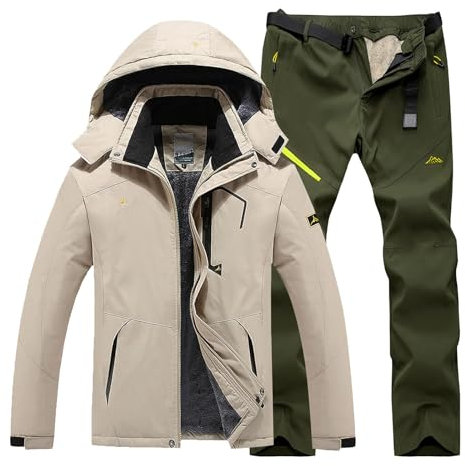 Generisch Schneeanzug Herren Bunt, Schneeanzug 2 Teilig - Jacke und Hosen Tracksuit Winter Skijacke Wasserdicht Skianzug Warme Winddicht Skibekleidung mit Kapuzen Schneemantel