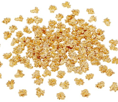 nbeads 120 Stück Gold Blume Perlen Cap, 7x6.5mm Blume Formen Verbinder Legierung Nagel Perlen Metall Perle Kappen Charme für DIY Handwerk Schmuckherstellung