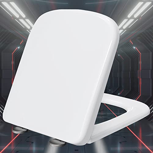 Abattant WC de Forme carrée, rectangulaire, Facile à Installer, avec Pare-Chocs antidérapants et Fixations supérieures, Facile à Assembler pour Salle de Bain, Blanc - 36 x 44 cm
