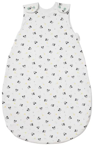 Babycalin - Schlafsack 0-6 Monate, Geburt, 65 cm, Mickey Good Morning Disney Baby, leichter Schlafsack aus Baumwolle, gefüttert mit Druckknöpfen und seitlichem Reißverschluss, 0 5 Tog, perfekt für den