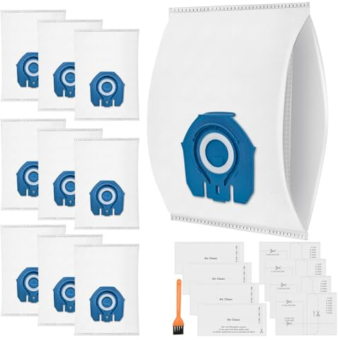 10 Pack 3D Airclean Hoover Bags for Miele Hoover GN Vacuum Cleaner Complete C3/C2,Classic C1,S2 S5 S8 S400,S227 S240,S270,S400,S600 Series Vacuum Cleaner with 4 Motor and 4 Exhaust Protection Filter