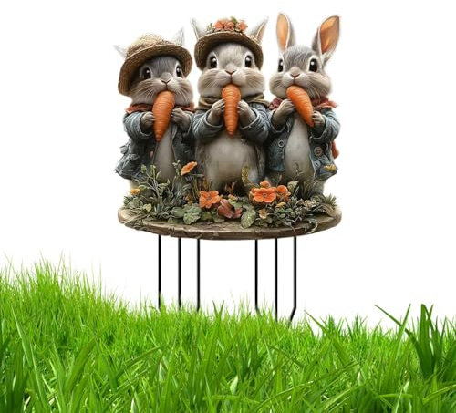Osterdeko Outdoor, Osterdeko Garten Außen, Ausgefallene Osterdeko, 2d Acrylhasen Dekorative Garteneinsätze Für Osterdekor, Vintage Osterhase Osterei Gartenschilder Osterdekoration Für Draußen