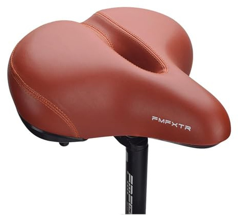 TentHome Ergonomischer Gepolsterter Fahrradsattel mit Stoßfestem Feder PU Leder Breiter Sattel Fahrrad Vintage gefedert Fahrradsitz Gel Schaum weich Cityradsattel bequem Tourensattel Braun