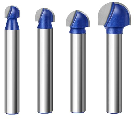 Yuhtech Juego de 4 brocas redondas de 6 mm, para cortador de madera, herramienta de corte de carburo (6,35 mm, 7,96 mm, 9,52 mm, 12,7 mm de diámetro, 6 mm)