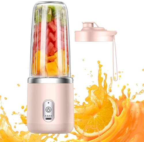 Mini Mixeur Portable Rechargeable, Mini Mixeur Portable Pour Smoothies, Tasse De 400 Ml, Couvercle À Emporter, Avec 6 Lames Portable Juice Blender Pour Cuisine Bureau Voyage Sport
