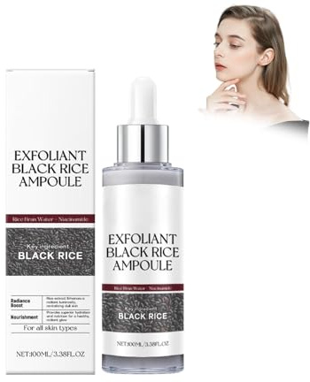 Black Rice Ris Peeling ampull svart, 100 ml peeling gel mild exfoliant för ansikte och kropp peeling ris för ansiktet naturligt ansikte rengöring, mot pormaskar och orenheter