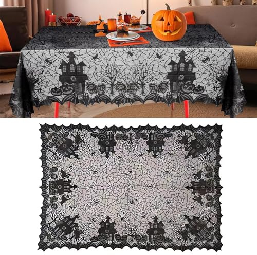 Halloween Tischläufer Tischdecke Basteln Spitzen Tischdecke Geeignet Für Halloween Mottopartys Spukhaus Dekorationen Usw Schaffen Ganz Einfach Eine Gruselige Atmosphäre(135x175cm)