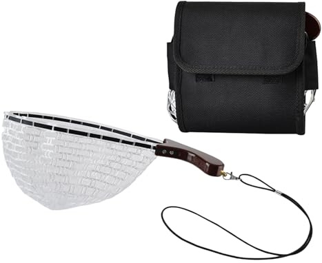 Épuisette pour Bar,Filet de Pêche Pliable de Petite Taille avec Manche | Poignée Confortable Filet de Transport pour Captures Vivantes de Bar Poisson-Chat Pêche à la Mouche Plage