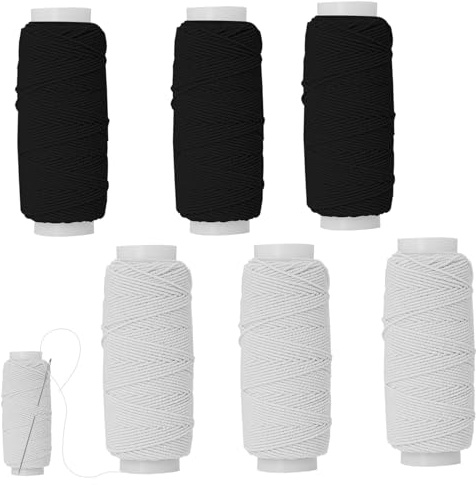 Quvxzy Elastisches Nähgarn, 6 Stück elastischer Faden zum Nähen, elastische Schnur,Kann zur Kostümherstellung, verwendet Werden, auch für Perlenarmbänder, Halsketten und Schmuckhandwerk geeignet
