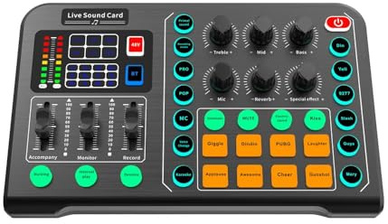 Audio Mixer, M6 Live Sound Card Recording Podcast Music Studio Equipment Usb Interface For Electric Guitar Recording Mixer