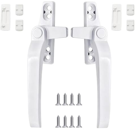 Wjelet 2 pcs Window Handle,Universal Right and Left UPVC Replacement Aluminum Alloy Double Glazing Window Handles with Fixing Screws for Windows and Sliding Doors(White)