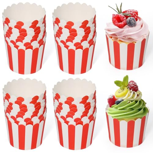 SLTAXAR 100 Stück Cupcake Förmchen Backpapierbecher Muffinförmchen Papier Cupcake Backbecher Papierkuchen Eisbecher Pappe Mini Muffins Papierförmchen Backförmchen für Geburtstage Hochzeiten Partys