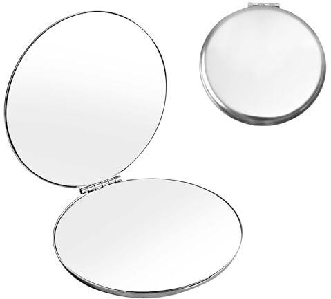 Eclove Tragbar Doppelseitig Klappspiegel, Taschenspiegel Klein aus Edelstahl, Kompaktspiegel Kleiner mit Hochauflösender Spiegel, Handspiegel zum Überprüfen Sie Make-up&Aussehen, für Geschenk (7x7cm)