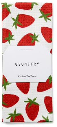 GEOMETRY Tea Towels – Spring & Summer Collection – Quick-Dry, Ultra-Absorbent, Reusable Microfiber Kitchen Towels for Drying & Cleaning - Berry Sweet - 1 Pack