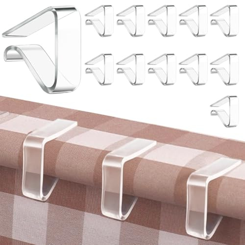 YIPFEN 12 clip trasparenti per tovaglia da esterno resistenti al vento per tavolo da picnic, fermatovaglia antiscivolo per campeggio, feste e giardino