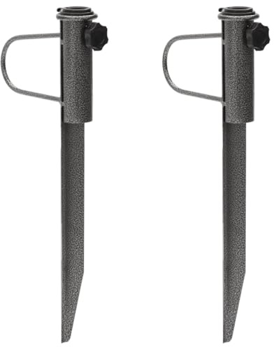 Runheo Paragüero con estacas de acero galvanizado, 19 x 42 cm, 2 unidades, para sombrilla, accesorios, soporte, jardín, terraza, balcón, protección contra el viento, sombra
