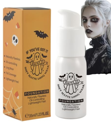 White Foundation Makeup&Concealer,Full Coverage Waterproof LiquidFoundation | Goth Foundation Liquide Makeup,Mixer for Goth,Clown,Halloween & Pale Makeup,Long-Lasting White Base & Face Powder,Face Paint