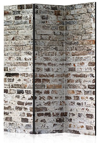 murando Raumteiler Ziegel-Optik Foto Paravent 135x172 cm einseitig auf Vlies-Leinwand Bedruckt Trennwand Spanische Wand Sichtschutz Raumtrenner grau f-A-0411-z-b